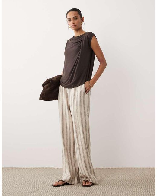 ASOS Brown Sleeveless With Wrap Neck Detail Top