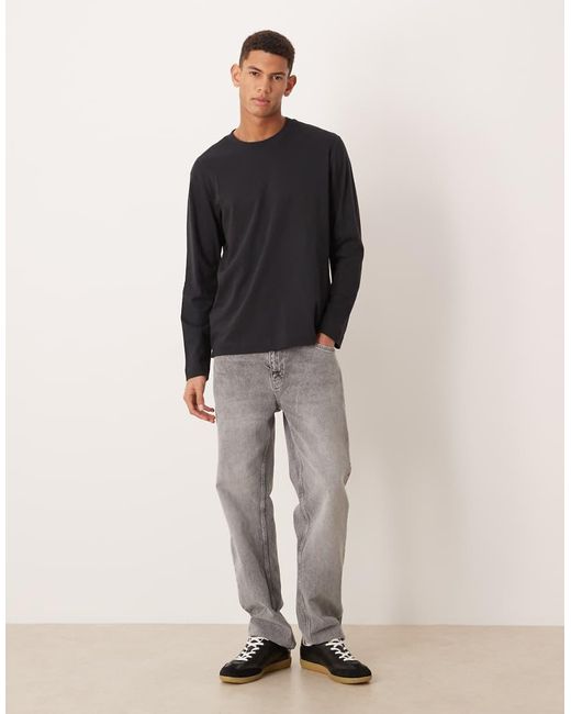 Mango Blue 100% Cotton Long Sleeve Crew Neck T-Shirt for men