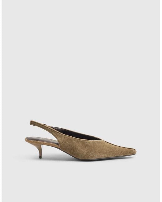 River Island White Suede Slingback Kitten Heels