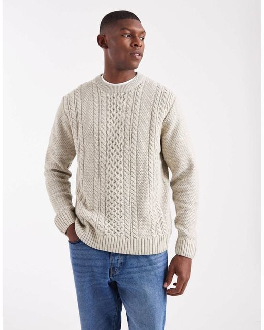 Jack & Jones – strickpullover mit zopfmuster in Blue für Herren