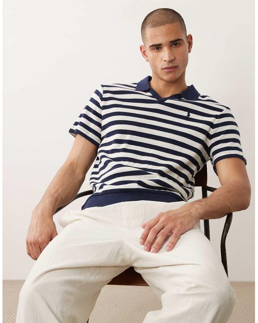 Polo Ralph Lauren Blue Stripe Rugby Polo for men