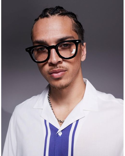 ASOS Brown Chunky Round Tortoiseshell Frame Glasses With Clear Lenses for men