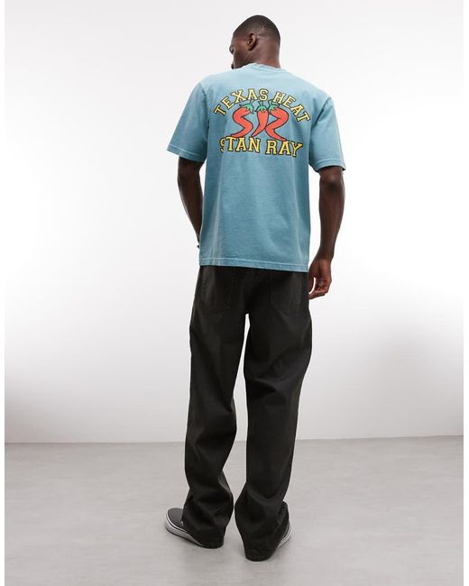 Stan Ray Blue Chilli Graphic Back Print Short Sleeve T-shirt for men