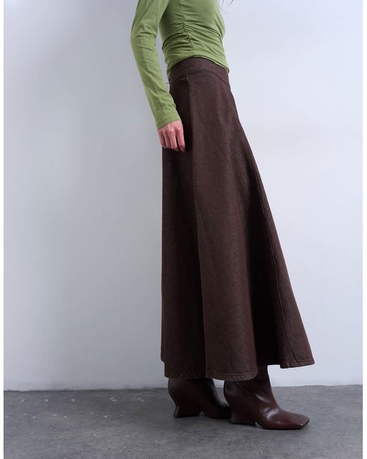 Jupe en jean évasée - marron TOPSHOP en coloris White