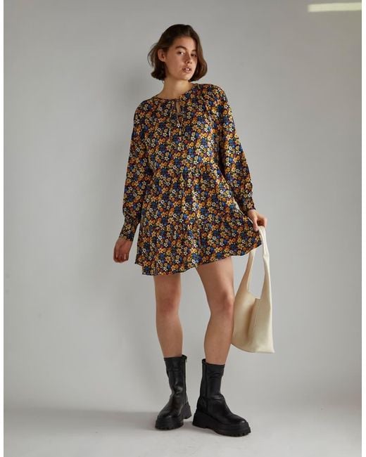 Glamorous Brown Long Sleeve Shift Mini Dress