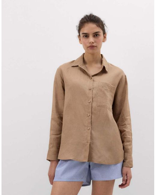 Intimissimi Natural The Pure Linen Plain-Weave Linen Shirt