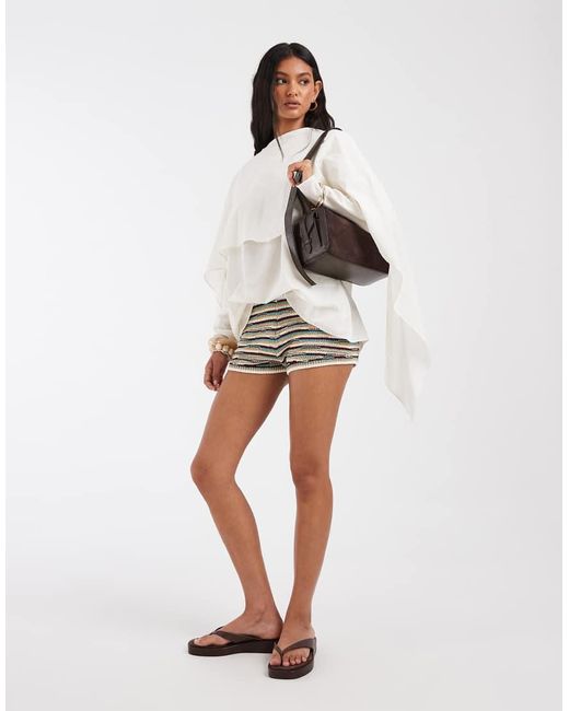 ASOS White Chiffon Scarf Detail Sheer Blouse
