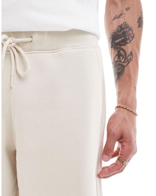Short baggy d'ensemble en molleton à petit logo - beige Abercrombie & Fitch pour homme en coloris White