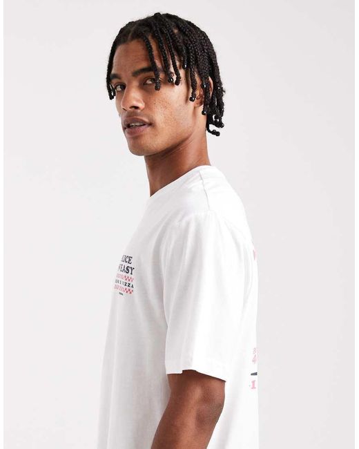 T-Shirt Comoda Bianca Con Stampa "Slice N Easy" Sul Retro di Only & Sons in White da Uomo