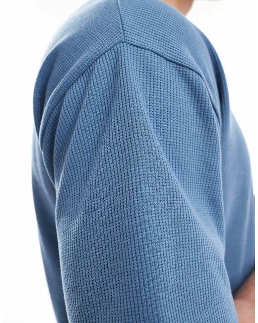 New Look Blue Oversized Waffle T-Shirt Co-Ord for men