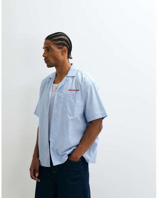 Jack & Jones White Poplin Stripe Shirt With Pocket Embroidery for men