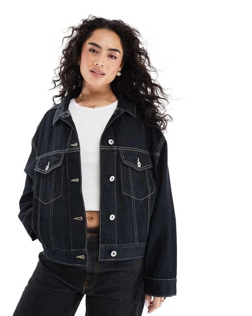 Bershka Black Oversized Denim Jacket