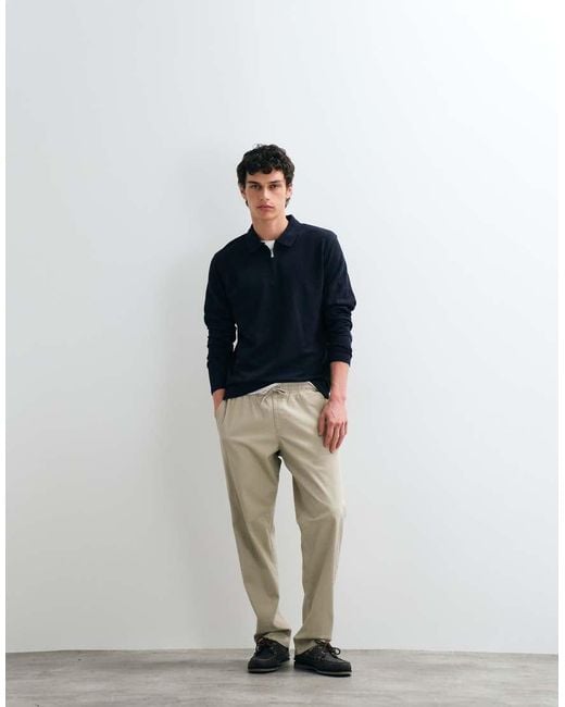 Jack & Jones Blue Long Sleeve Zip Polo Top for men