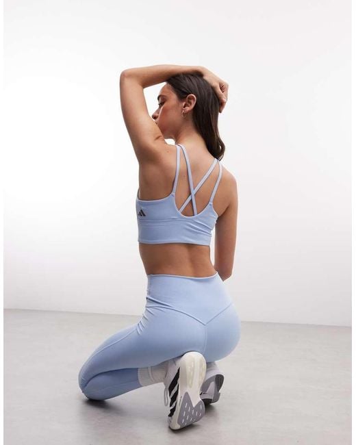 Adidas Originals White Three Stripes Studios Mid Support Sports Bra