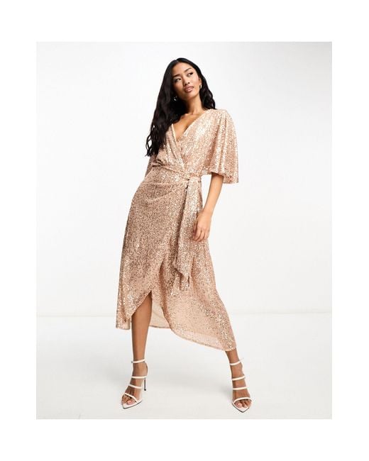Style Cheat Natural Exclusive Angel Sleeve Sequin Dress