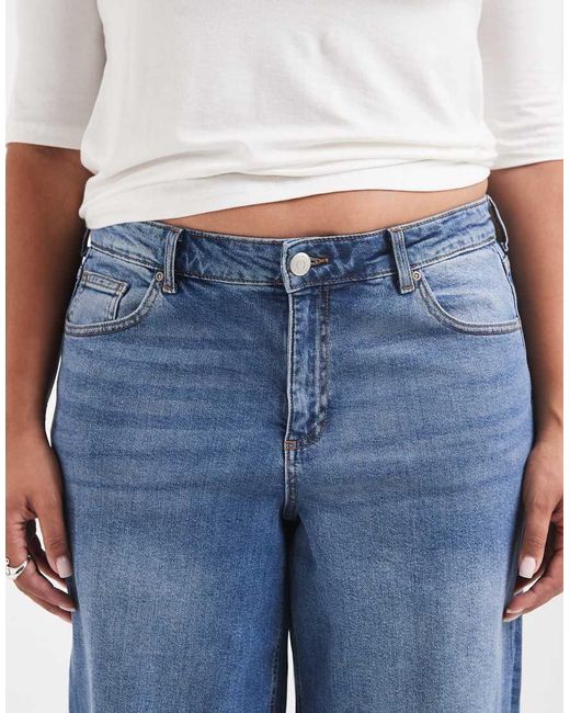 Vero Moda Blue Sandie Mid Rise Wide Leg Stretch Jeans