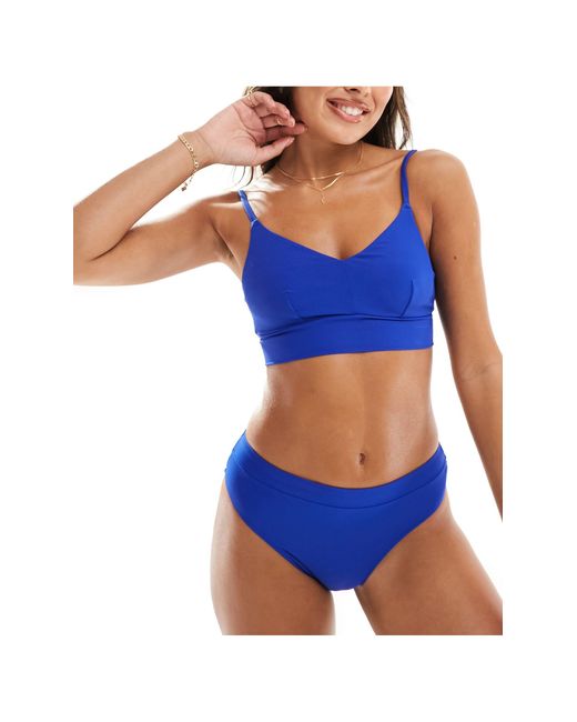 Kelly - top bikini mix and match a triangolo stile brassière color cobalto a coste di Lindex in Blue