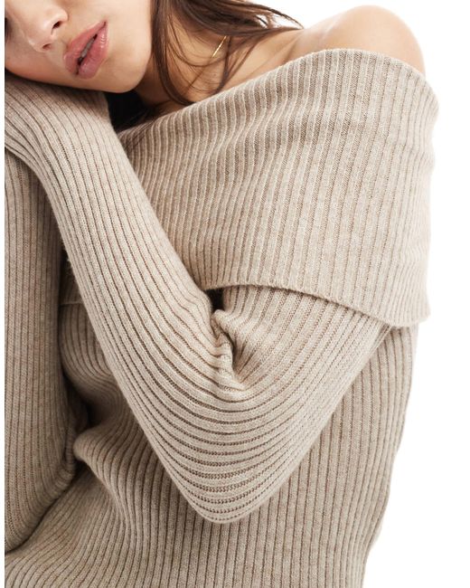 ONLY Natural – schulterfreier strickpullover