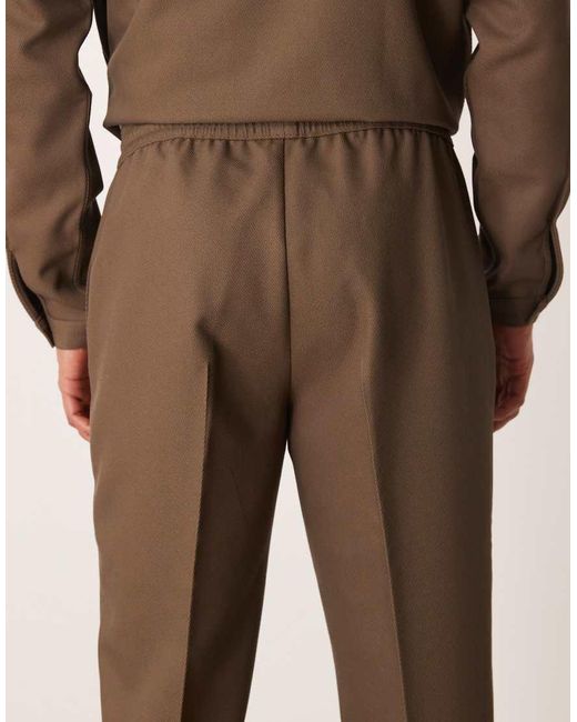 ASOS Natural Co-Ord Tapered Twill Trouser for men