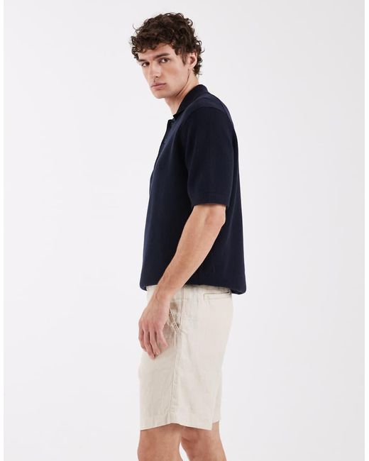 SELECTED Blue Pure Linen Shorts for men