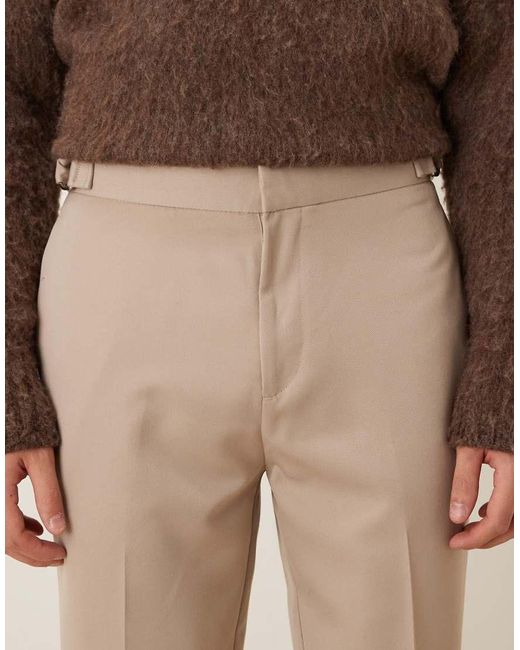ASOS Natural Smart Tapered Trouser With Side Adjusters for men