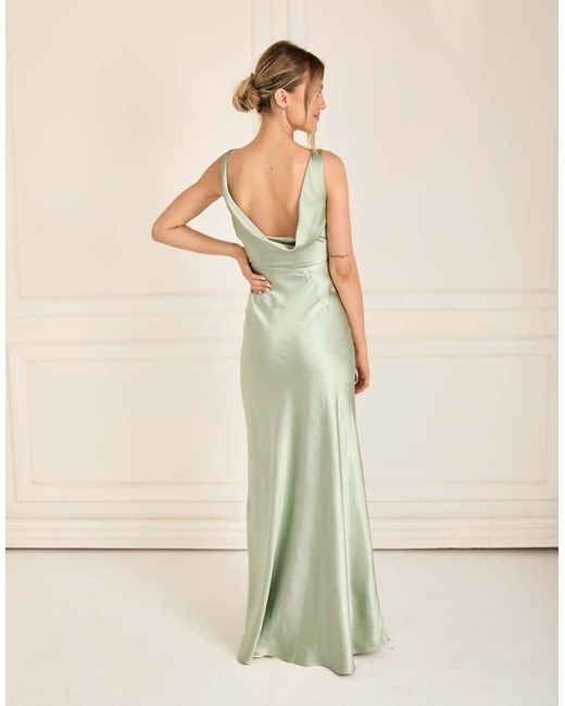 Six Stories Natural Cowl Back Satin Bridesmaid Dress