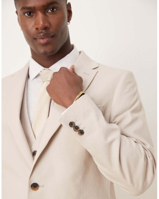 ASOS Natural Slim Linen Suit Jacket for men
