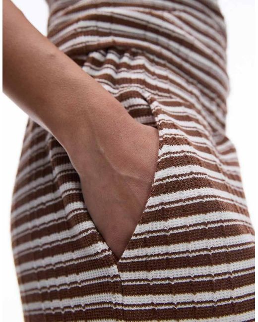 TOPSHOP Brown Low Slung Stripe Trouser