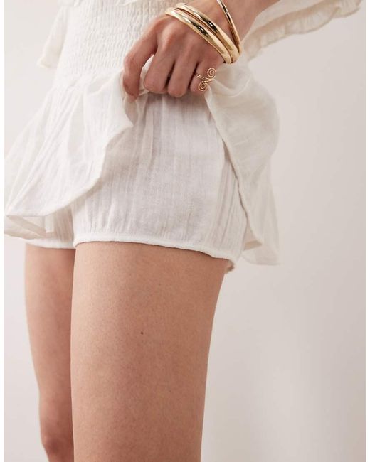 esmé studios Natural Esmee Shirred Ruffle Beach Skort