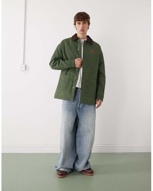 Prohibited Green Button Through Workwear Jacket for men