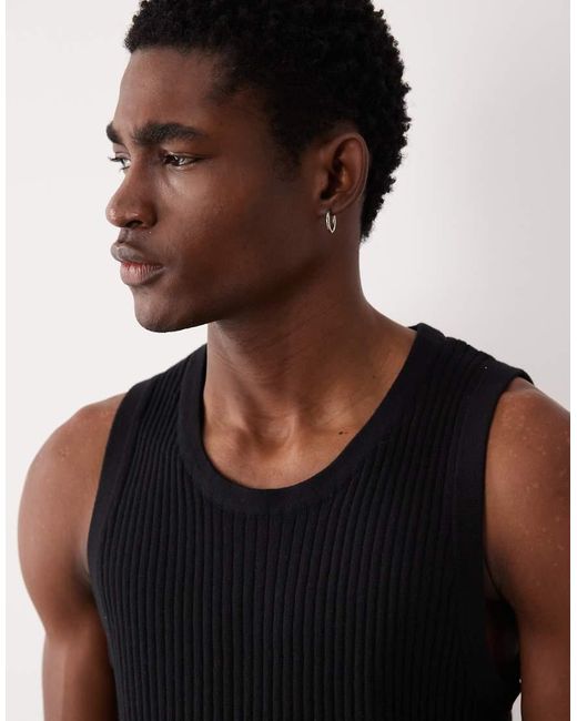 Jack & Jones Black Knitted Sheer Vest for men