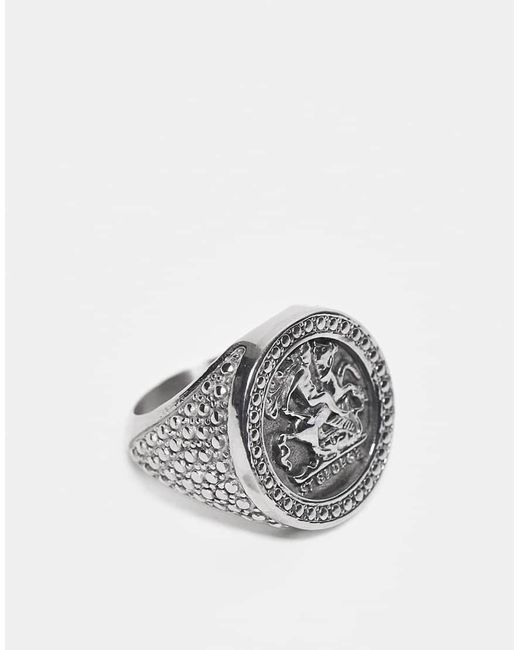 Reclaimed Vintage White Unisex Stainless Steel Waterproof Signet Ring