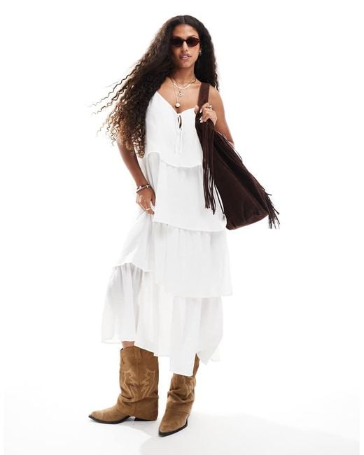 Object White Tiered Boho Maxi Dress
