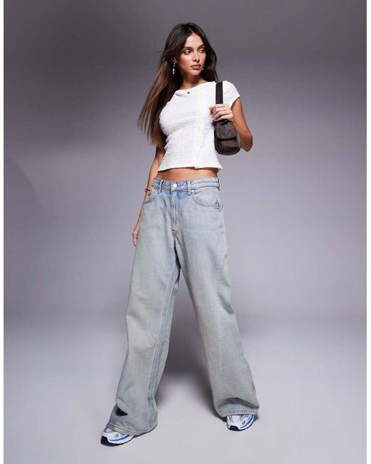 ASOS Top Met Korte Mouwen, Textuur En Asymmetrische Knoopsluiting in het White