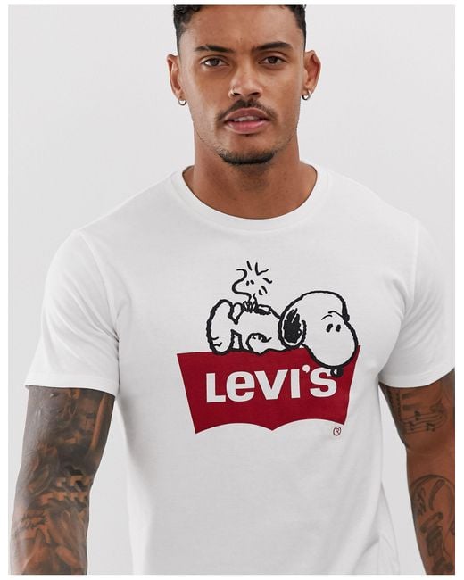 Levi's snoopy t shirt mens hotsell