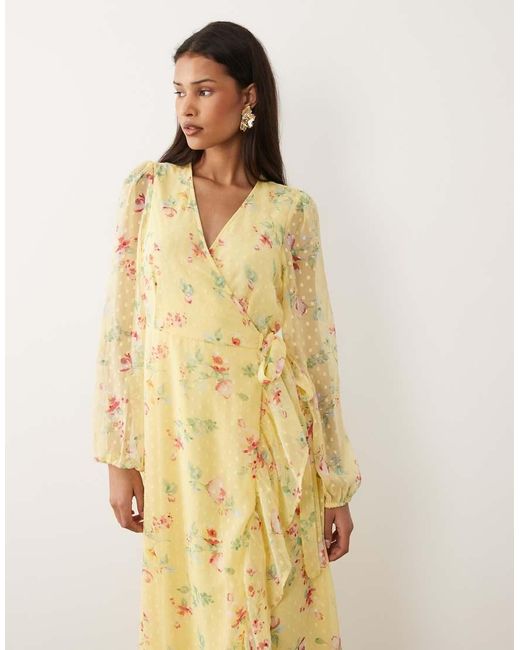 Vila Metallic Dobby Wrap Maxi Dress With Frill Detail