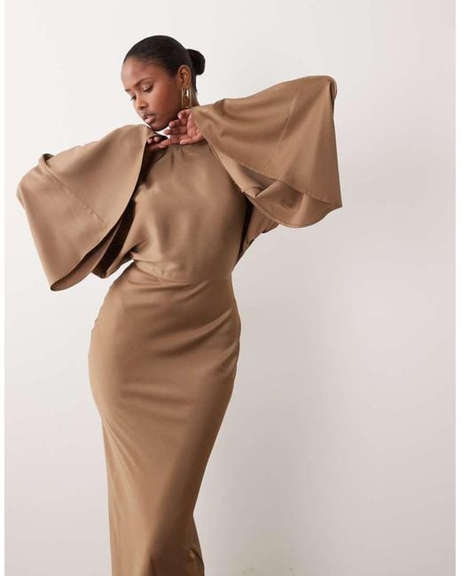 asos design satin batwing bias cut maxi dress ASOS DESIGN Petite satin batwing bias cut maxi dress