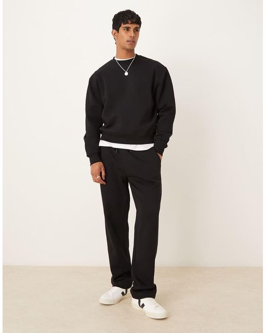 ASOS Black Essentials Boxy Relaxed Sweatshirt for men
