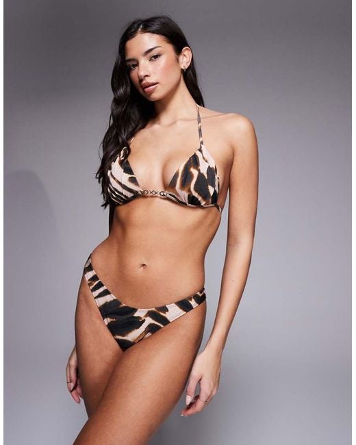 ASOS Black Nicole Molded Triangle Bikini Top With 90s Micro Trim And Removable Push Up Pads