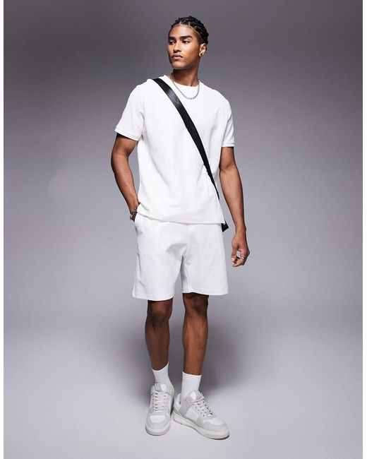 Bershka Bermuda Short Met Textuur in het White voor heren