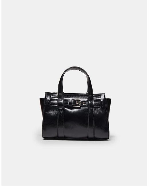 Stradivarius Black Mini Tote Bag With Buckle