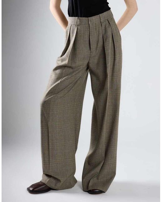 Glamorous Gray Pleated Tailored Wide-Leg Trousers