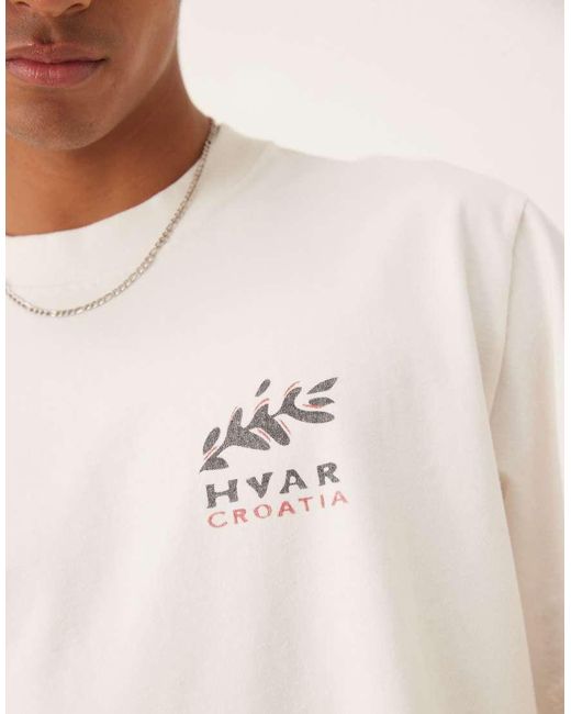 Camiseta Corta Blanca Con Estampado Trasero Location De Abercrombie & Fitch de hombre de color White