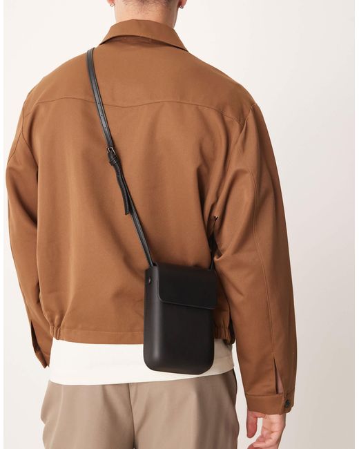 ASOS Brown Structured Mini Cross Body Bag for men