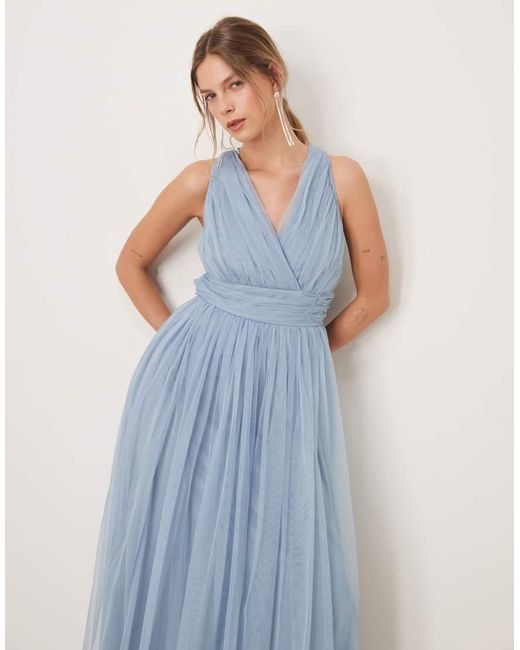 ANAYA Blue Open Back Maxi Bridesmaid Dress