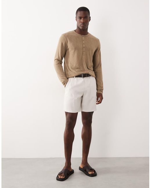 ASOS Brown Regular Fit Long Sleeve T-shirt With Henley Neck for men