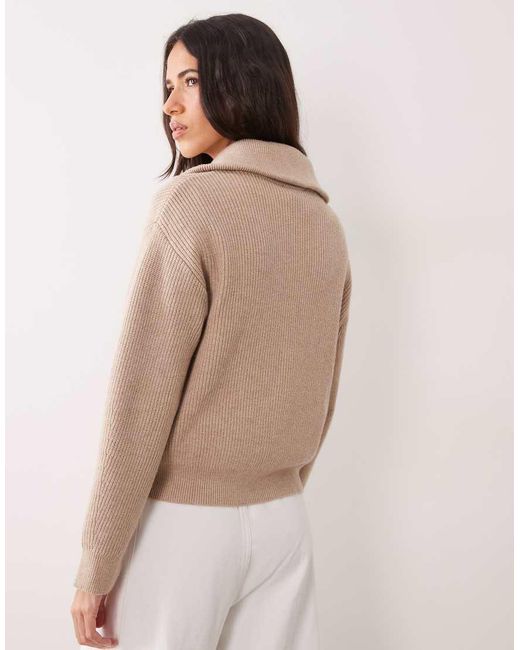 Mango Natural Quarter Zip Jumper