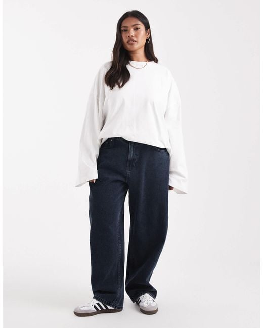 ASOS Blue Asos Design Curve Barrel Leg Jeans