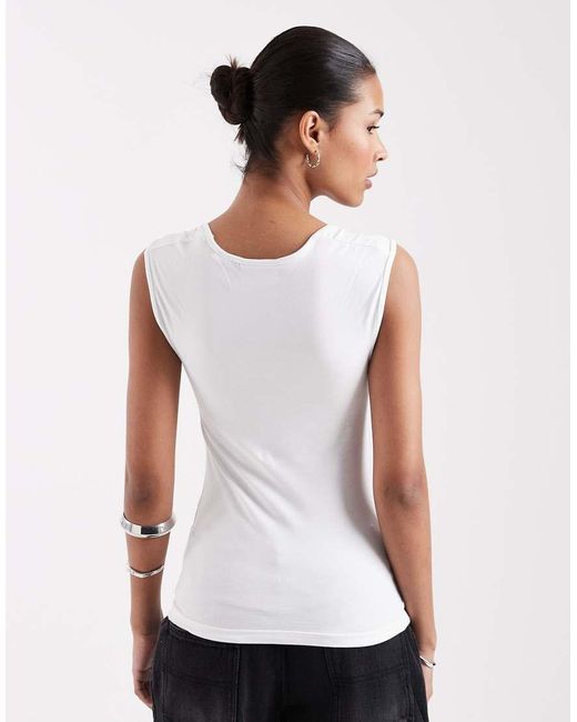 JJXX White Square Neck Top