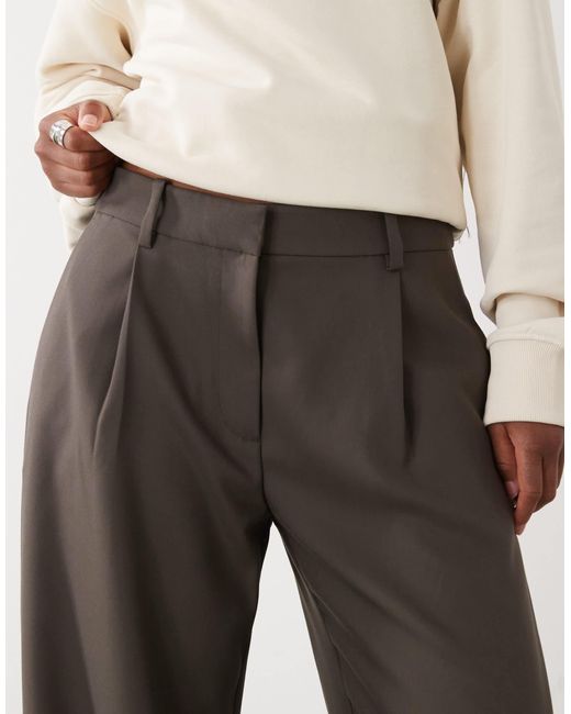 Weekday Gray Low Waist Wide Leg Trousers With Front Pleats